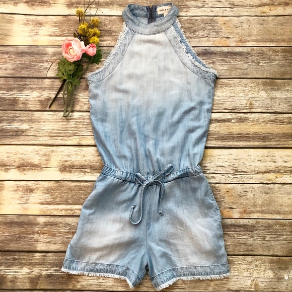 cloth & stone Pants - NWT CLOTH & STONE Zip Back Frayed Jean Romper - XS